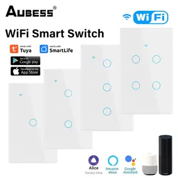 WiFi US Smart Switch Нужда от неутрален проводник 1/2/3/4 Gang Ключа за лампата на Hristo Smart Life APP Control Support Алекса Home