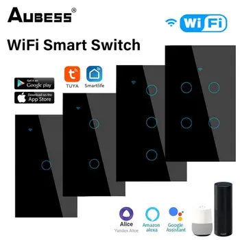 WiFi US Smart Switch Нужда от неутрален проводник 1/2/3/4 група ключа на светлината на Hristo Smart Life Подкрепа за управление на приложенията Алекса Home