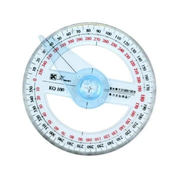 Y1UB 4-инчов кръгова транспортир, пластмасова линия-транспортир на 360 градуса, инструмент за измерване на 360 градуса за чертане студенти