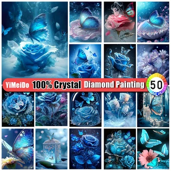 YiMeiDo 100% Crystal Diamond Живопис Роза Арт Комплект Цвете Чанта с Цип Сам Диамантена Бродерия Продажба на Пеперуда 5D Мозаечни Картини