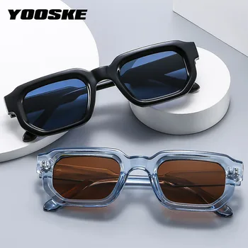 YOOSKE 2023 Модни Квадратни Слънчеви Очила Женски Мъжки Нюанси UV400 Реколта Сини Супени Слънчеви Очила В Малка Рамка