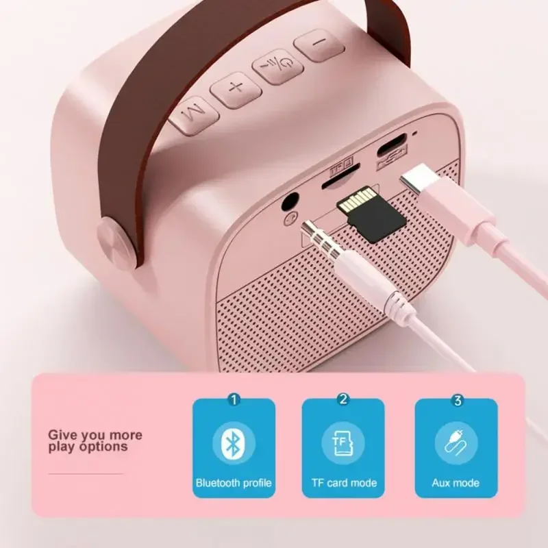Мини Безжичен микрофон Bluetooth Малък говорител Външен преносим аудио Караоке говорител с микрофон Bluetooth Семейно пеене Новост 2023 година