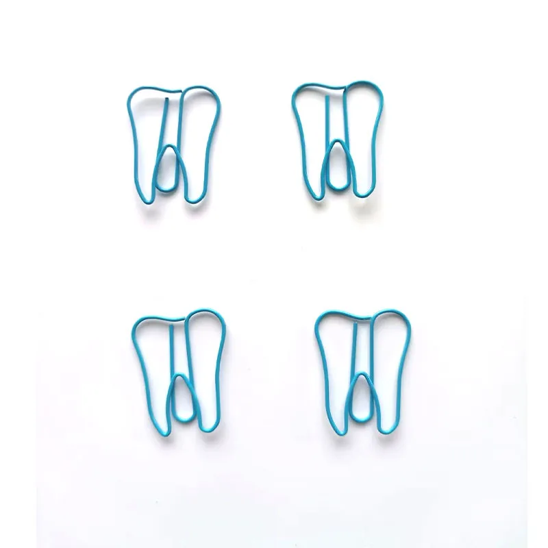 Сини Кламери за зъби Полагане на Мила Жени Канцеларски Кламери под формата на зъба забавни клипове от различни размера на цветни