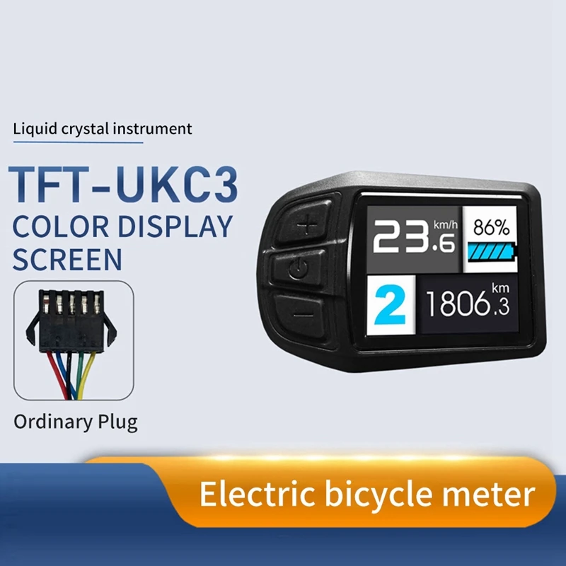 LCD TFT дисплей UKC3 Индикатор на скоростта на Зареждане на батерията На електрическото колело Комплект за преобразуване на двигателя на 24 36 48 В