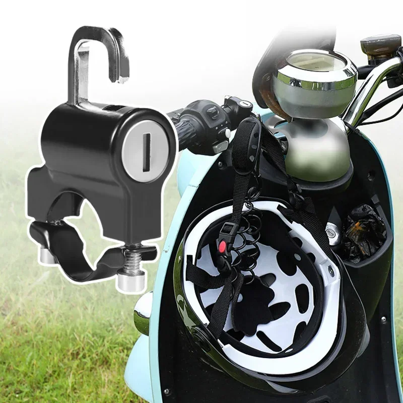 Противоугонный заключване за каска, монтиране на кормилото на мотоциклета, електрически мотоциклет, универсален защитен метален катинар 22 мм-26 мм с набор от ключове