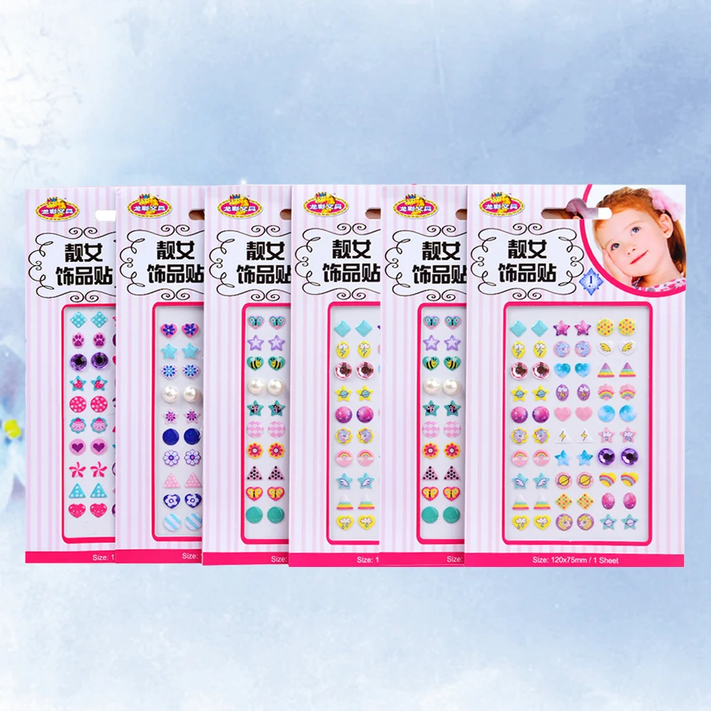 6 Листа стикери за нокти, детски рассекреченные етикети със скъпоценни камъни, дълги нокти 