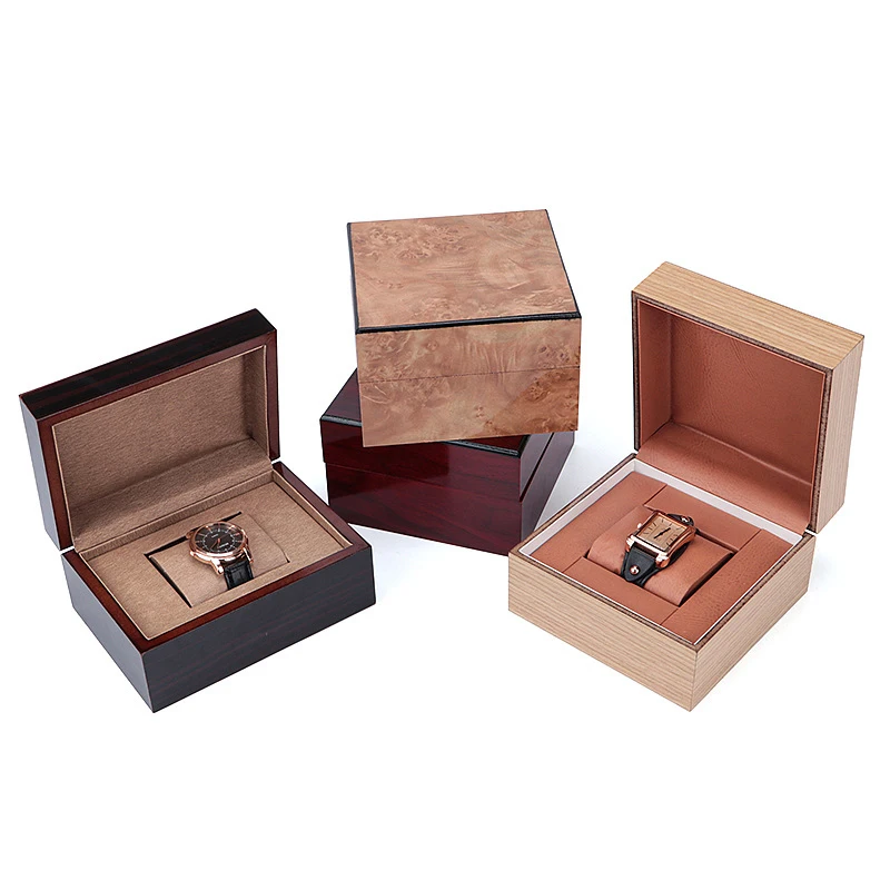 Модерна Луксозна дървена кутия за часовници с един слот, калъф за съхранение гривни за пътуване и бизнес, витрина за продажба на дребно бижута
