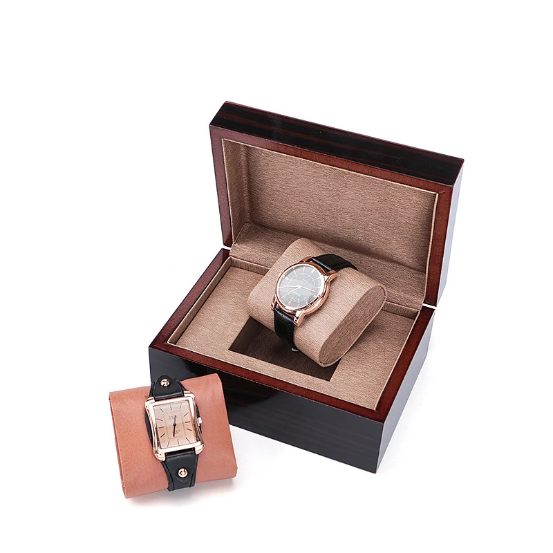 Модерна Луксозна дървена кутия за часовници с един слот, калъф за съхранение гривни за пътуване и бизнес, витрина за продажба на дребно бижута