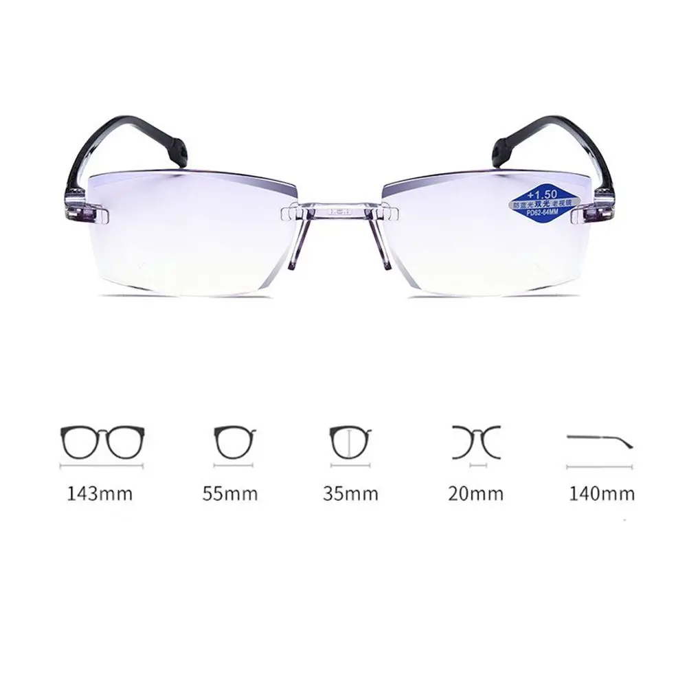 Очила за далекогледство без рамки, Компютърни очила, очила за четене със синя светлина, очила за далекогледство с двойно светлина, очила за далекогледство