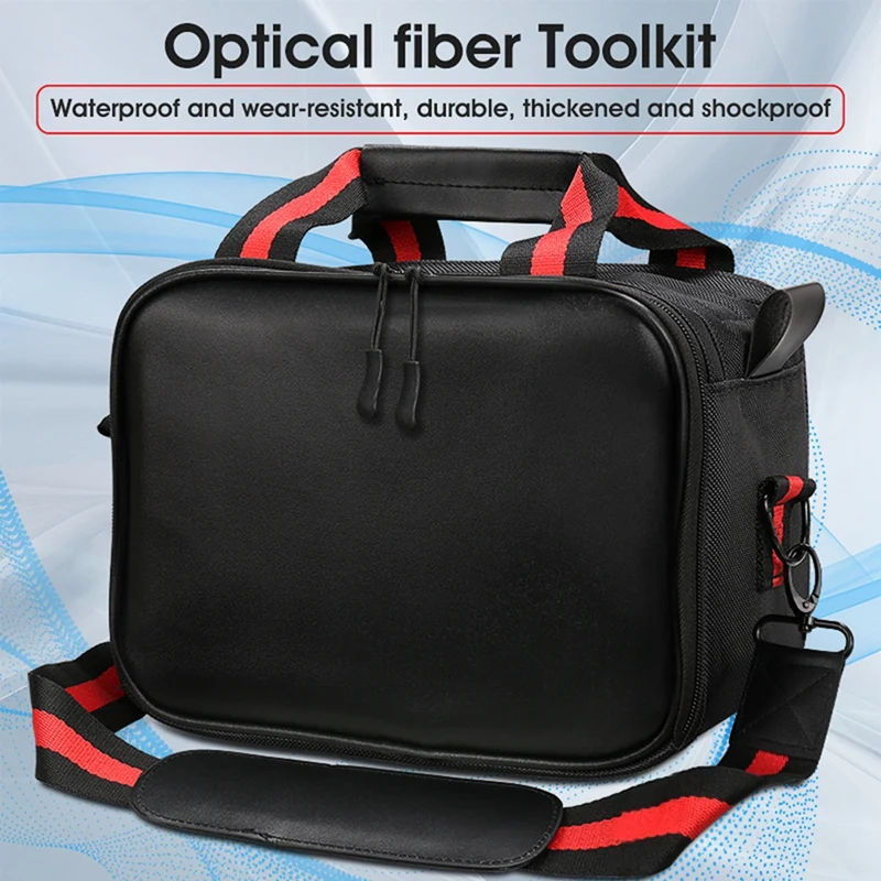 Чанта за комплекта инструменти от оптични влакна FTTH за зададено измерване на мощността на VFL, зададено измерване на оптична мощност, химикалки с червена подсветка, чанти за съхранение на мрежови инструменти