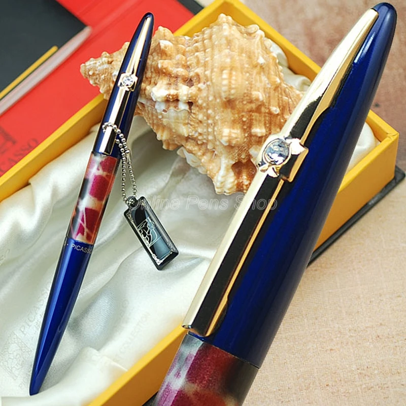Метална бизнес-писалка Picasso син и златист цвят, с писеца 0,5 мм BF004