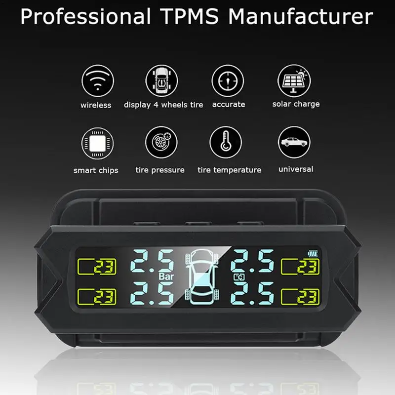 TY08 Гумите Безжична Система за Контрол на Налягането В гумите Часове на Слънчева Енергия LCD Дисплей 4 Външни Сензора Сензори за Налягане В гумите