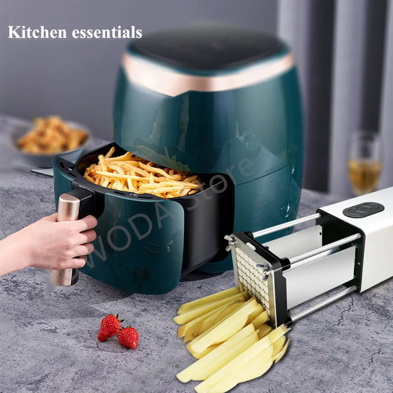 Картофелерезка от неръждаема стомана, машина за нарязване на Пържени картофи, Електрическа Машина за рязане на зеленчуци 110-240 v