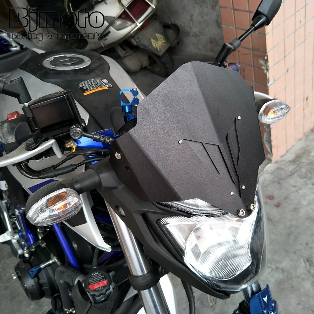 На предното стъкло на мотоциклет на Yamaha MT03 FZ03 MT-03 FZ-03 2015 2016 2017 2018 Алуминиево ветрозащитное стъкло мотоциклет MT 03