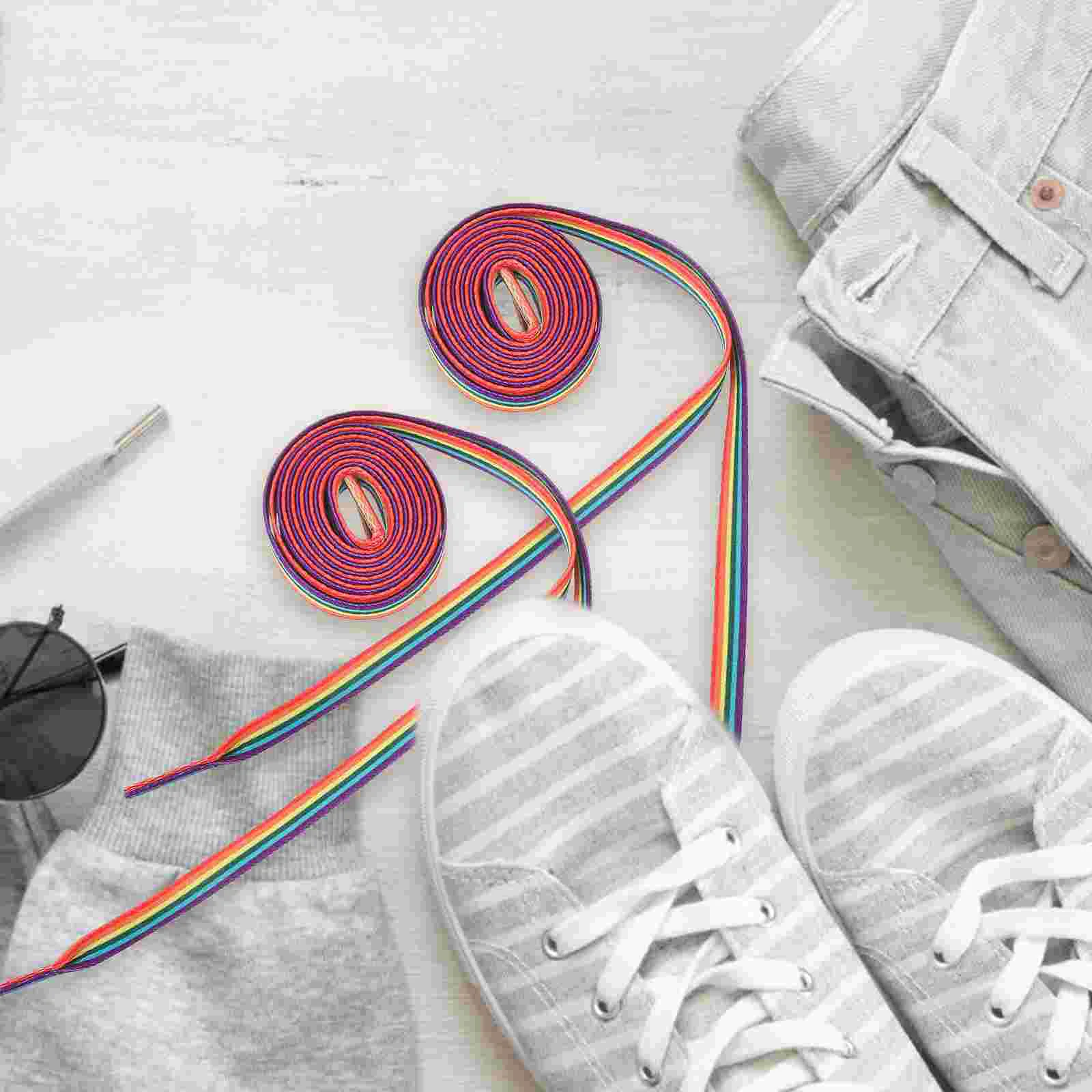 Плосък Полиестърен Ремък За Обувки Rainbow Laces Аксесоари за Момичета Персонализирани Връзки за обувки