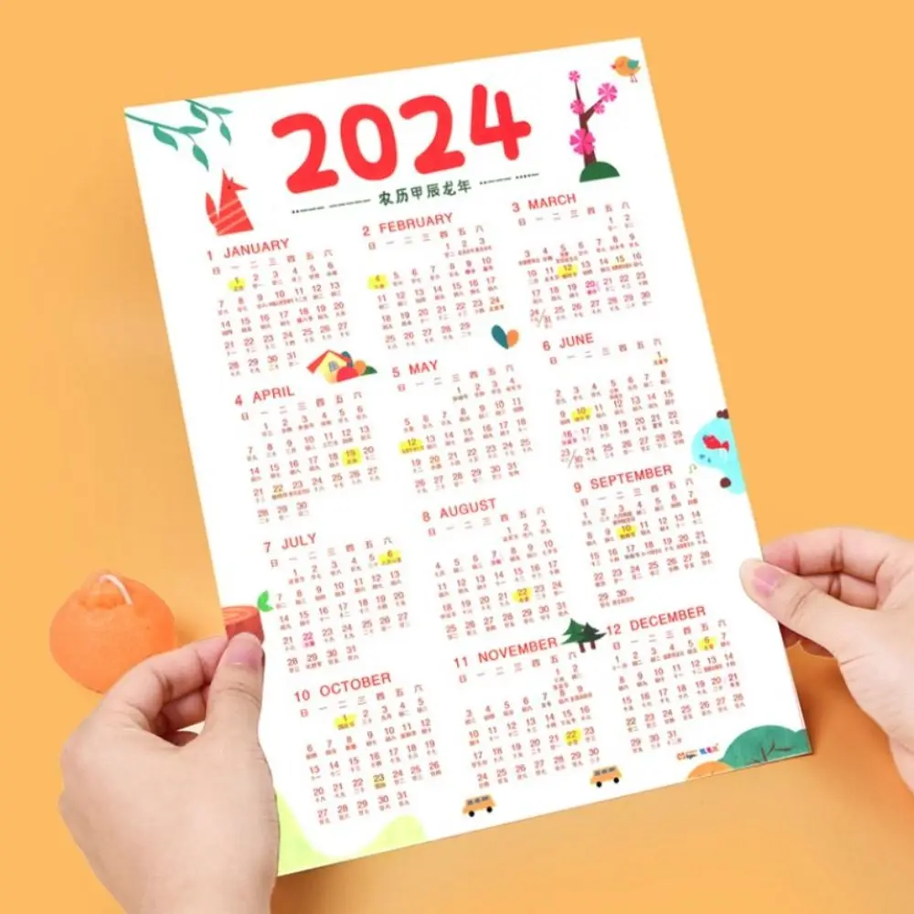 Планер на графика за 2024 година Хартиен коледен календар Годишната програма за Обучение на работен план за Стенен календар Хартиени списъци със задачи Планер време