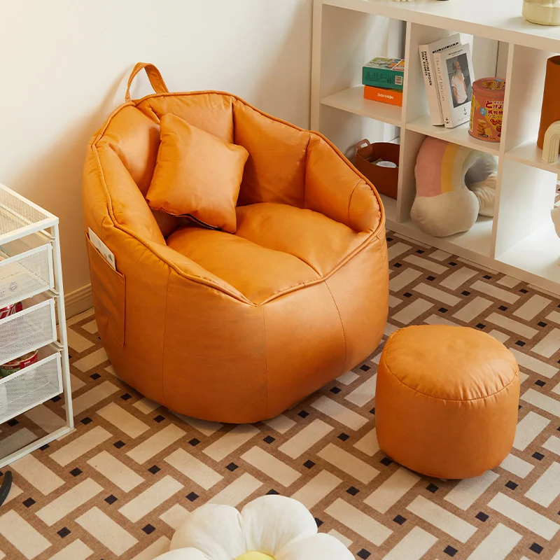 Спалня Мързелив диван с педали, подова седалка, разтегателен чанта от изкуствена кожа, едноспален диван, фотьойл-хоп, мека мебел за обзавеждане на хол