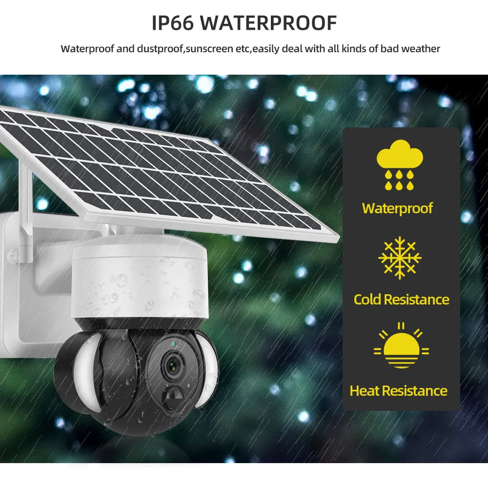Приложение UBox Слънчева камера Външен Wi-Fi И 4-Мегапикселова защита на сигурността на видео Наблюдение на PTZ Камера за видеонаблюдение PIR Аларма движение