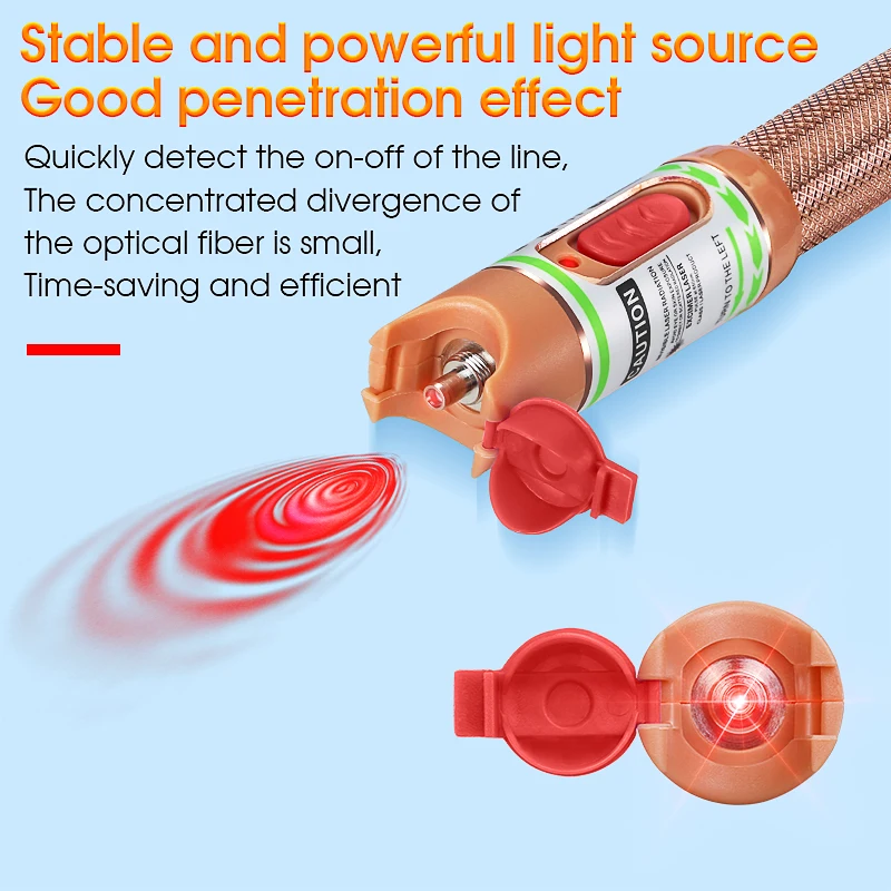 Визуален локатор на неизправности с мощност 1 Mw-60 Mw оптична писалка тип писалка червен източник на светлина тест писалка влакна