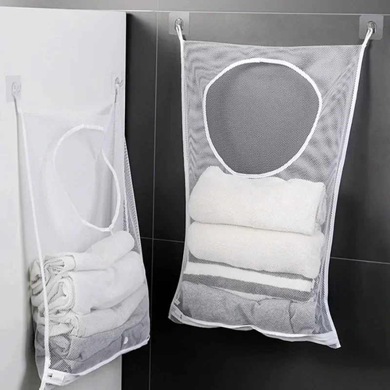 Количка за мръсно бельо в банята е Голяма Подвесная кошница за дрехи, сгъваем органайзер, домашно облекло, Мрежести торбички за съхранение на играчките