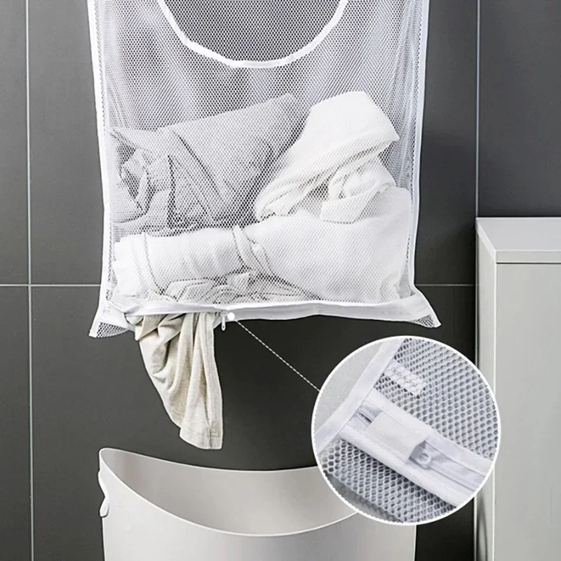 Количка за мръсно бельо в банята е Голяма Подвесная кошница за дрехи, сгъваем органайзер, домашно облекло, Мрежести торбички за съхранение на играчките