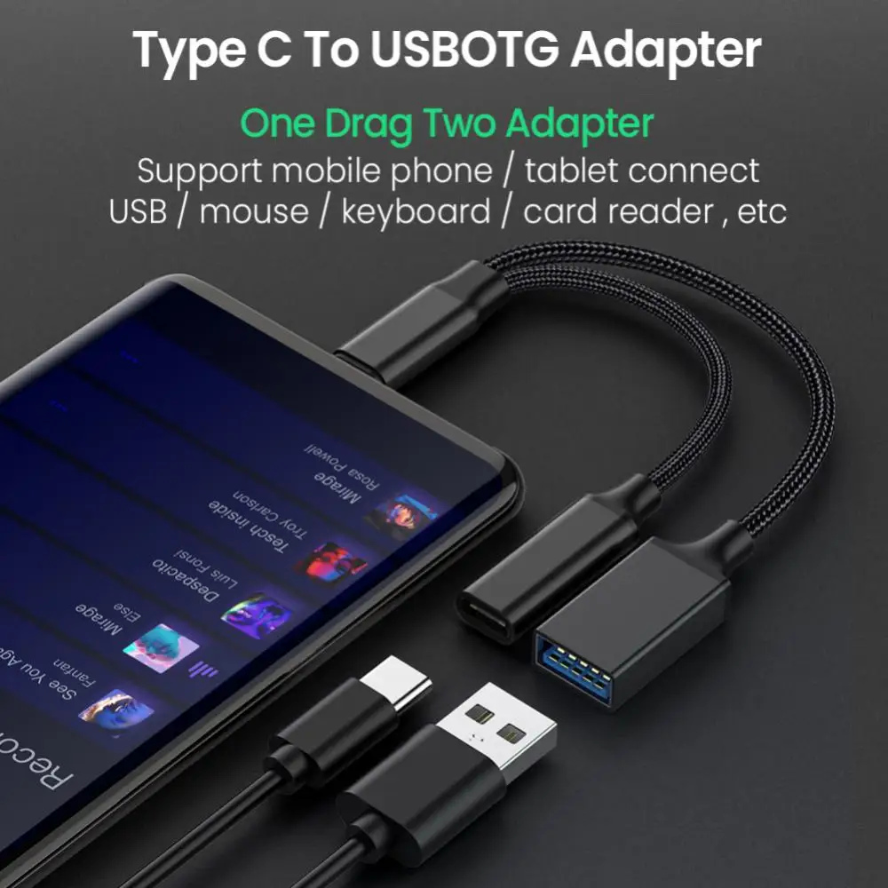 1 ~ 10ШТ 2 В 1 C USB OTG кабел-адаптер Type C USB A Конвертор с порт за зареждане PD за лаптоп