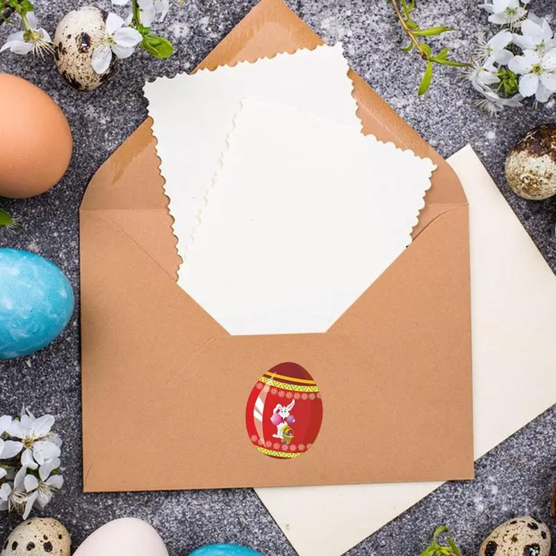 Ролка етикети за Великденски подаръци 500шт на Етикети на рула с Великденски яйца Разнообразни етикети на пасхалната теми, идеални за детски играчки-изненади за Великден
