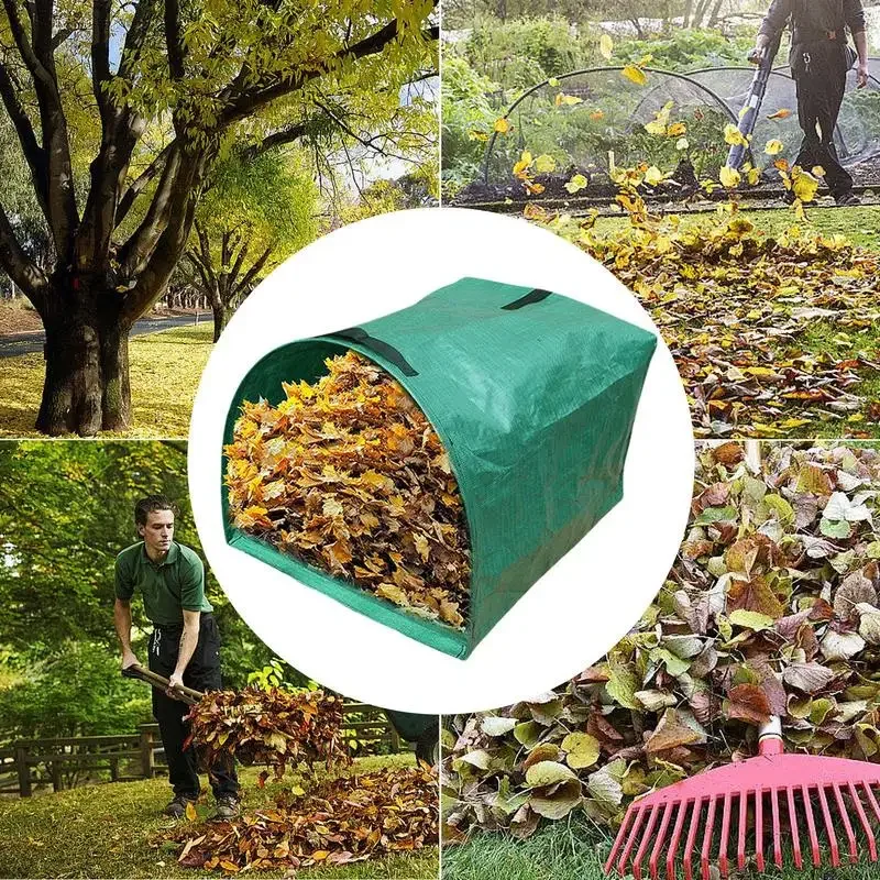 Галлоновый многократно чанта за боклук в двора, сгъваема торба за листа с повишен дръжки, Голяма градина торба за боклук За почистване на градината