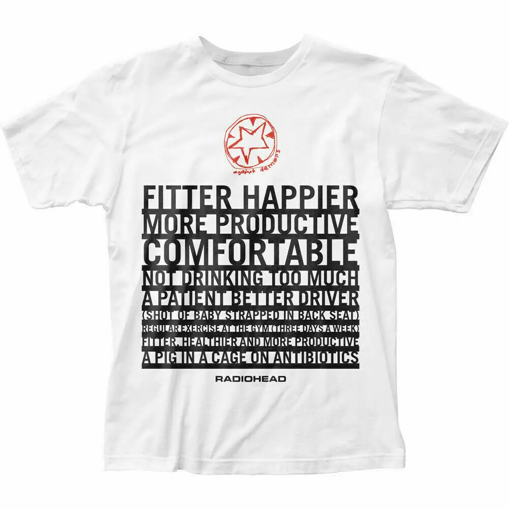 Тениска Radiohead Монтьор Happier, мъжки оригиналният тениска рок-н-ролльной група в ретро стил, бяла