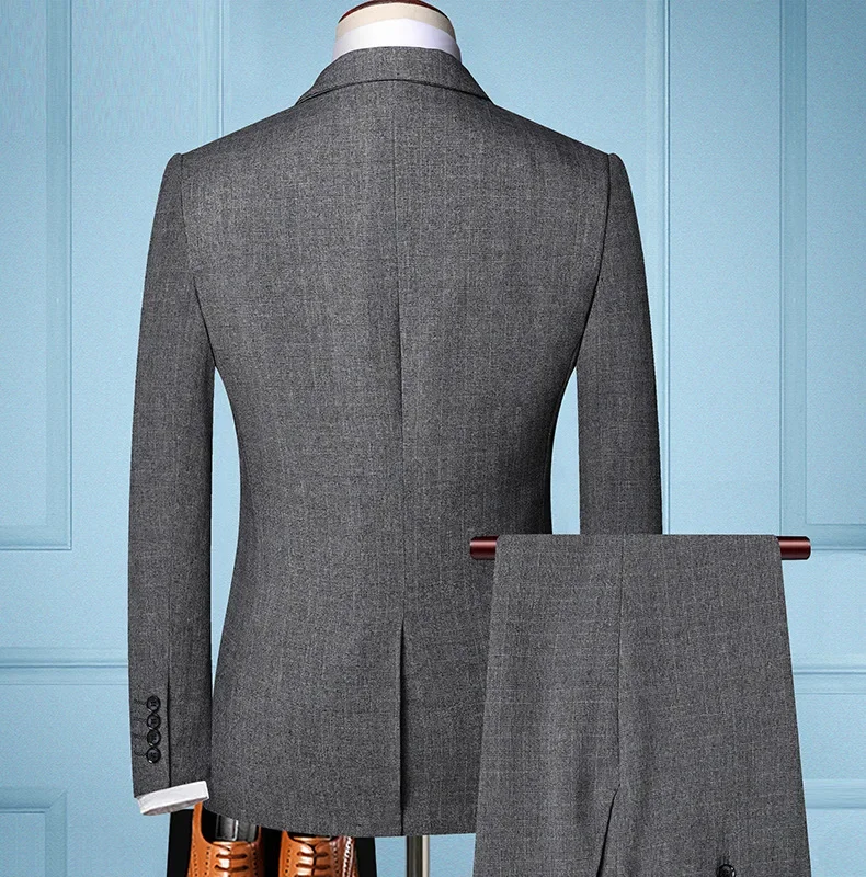 Гореща разпродажба (яке + жилетка + панталони) Класически реколта костюми в клетка за мъж, бизнес оборудвана костюм, комплект от 3 теми, сватбен костюм на младоженеца