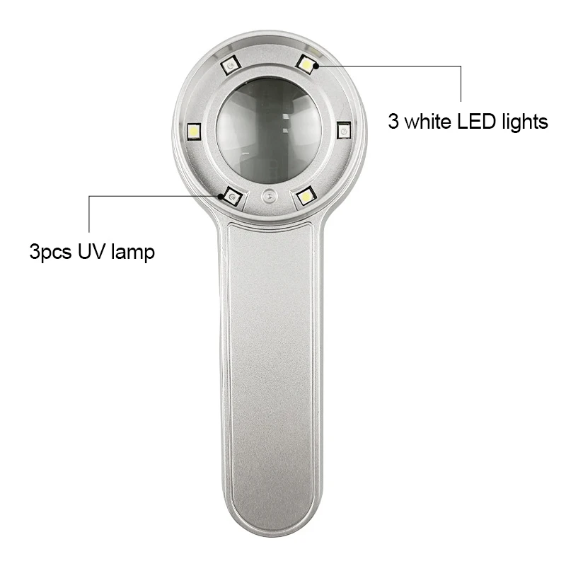 10-кратна Преносима Акумулаторна Лупа Сензорен превключвател на Led UV-лампа с висока мощност HD Оптична Златар Лупа за оценка на Нефрит