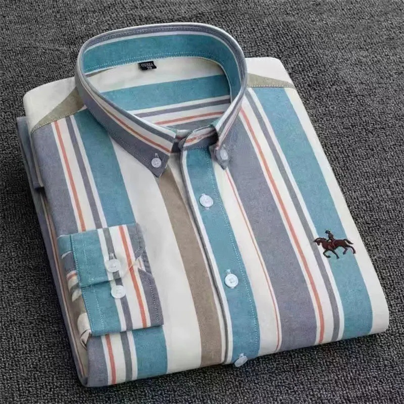 Пролет-есен нова мъжка риза от 100% памук с дълъг ръкав голям размер, безплатно гладене, удобен бизнес приталенная модни и ежедневни облекла