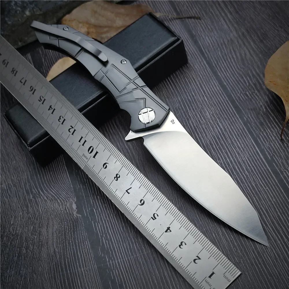 Висококачествено острие D2 Drop Point Stain с черни дръжки G10, джобен Сгъваем нож, Остър за работа на открито, на къмпинг, за лов, ЕРП-ножове