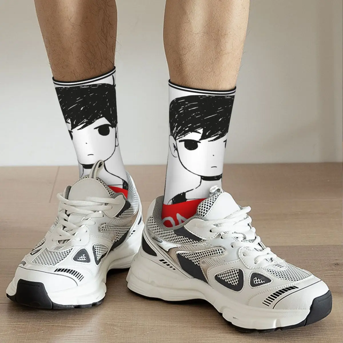 Хип-хоп Реколта черни луди мъжки чорапи Omori Game Унисекс в уличном стил, безшевни чорапи с принтом Happy Novelty Crew, подарък за момчета