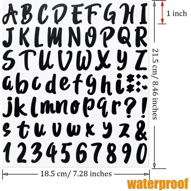 1440 20 листа самозалепващи винилови стикери с букви от азбуката и номера на пощенската кутия, на вратата (черен, 1 инч)