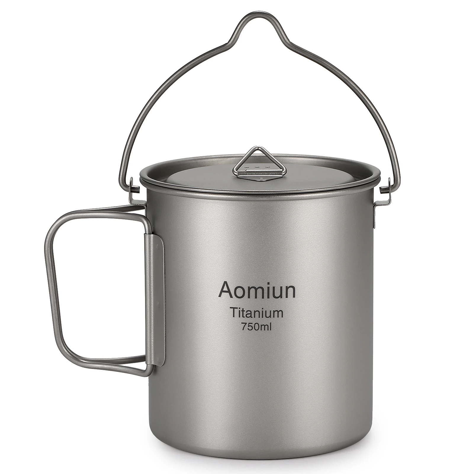 Aomiun Titanium 750 мл, чаша за вода, чаша с капак, Туризъм туризъм чаша, сгъваема чанта за къмпинг, разходки, планинско катерене