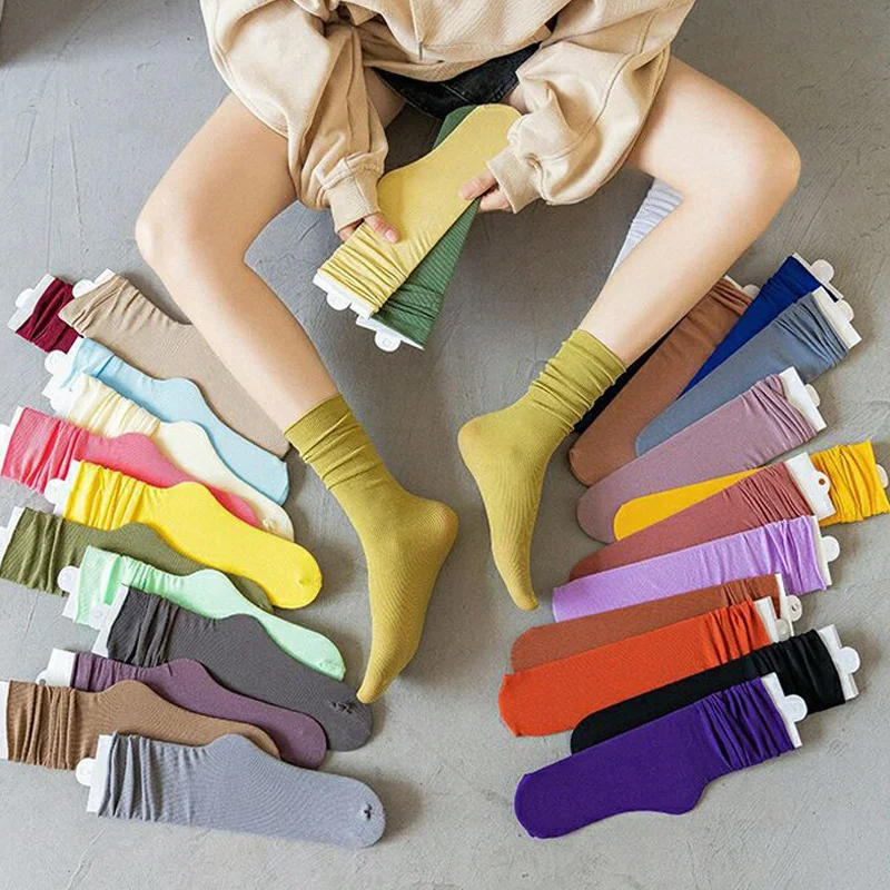 5 чифта чорапи за стайлинг на коса, дамски спортни дишащи обикновена чорапи плетене спици, шарени памучни дамски чорапи, свободни чорапи за cosplay JK