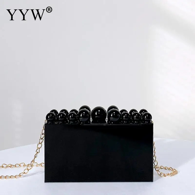 Акрилни клатч, дамски дизайнерска чанта за парти, расшитая мъниста, 2023, Нови луксозни чанти Розов, бял, черен на цвят с високо качество