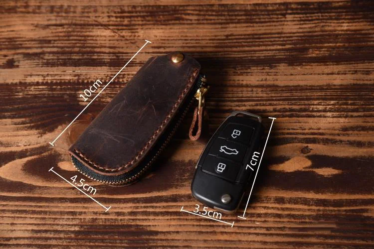 FANCODY модни реколта естествена кожа ключ на автомобила притежателя, мъжки портфейл ключ на автомобила калъф чанта за носене на ключодържател