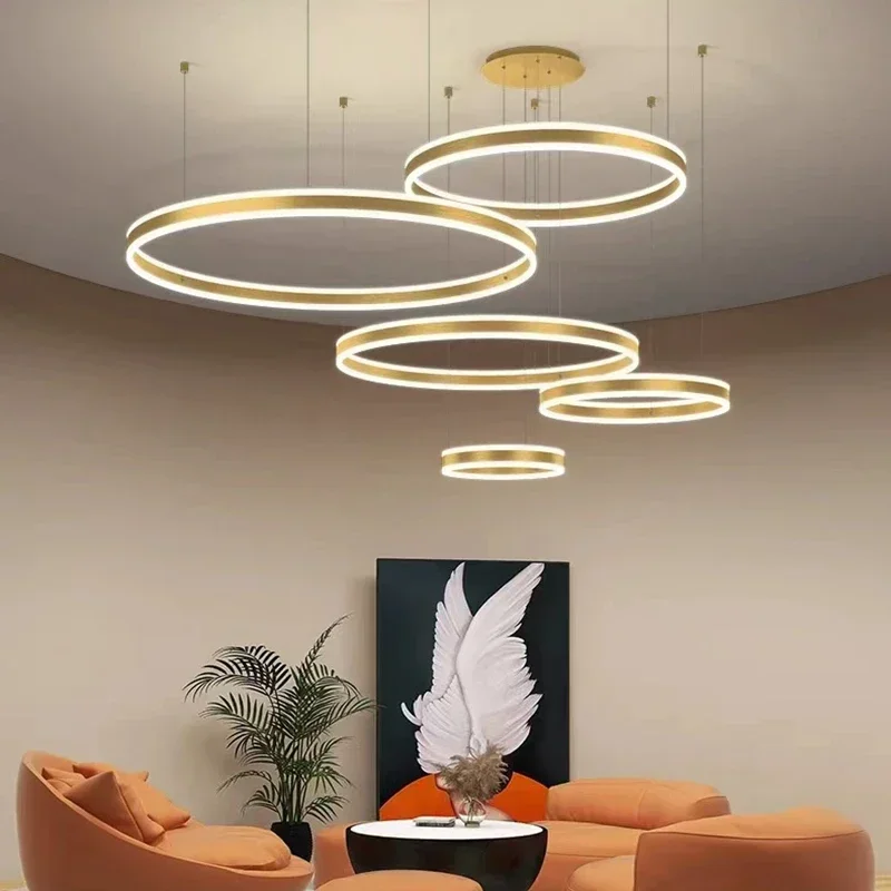 Модерна кръгла led полилей с възходяща и низходяща сияние за хола ресторанта кухня маси домашен интериор подвесного лампа