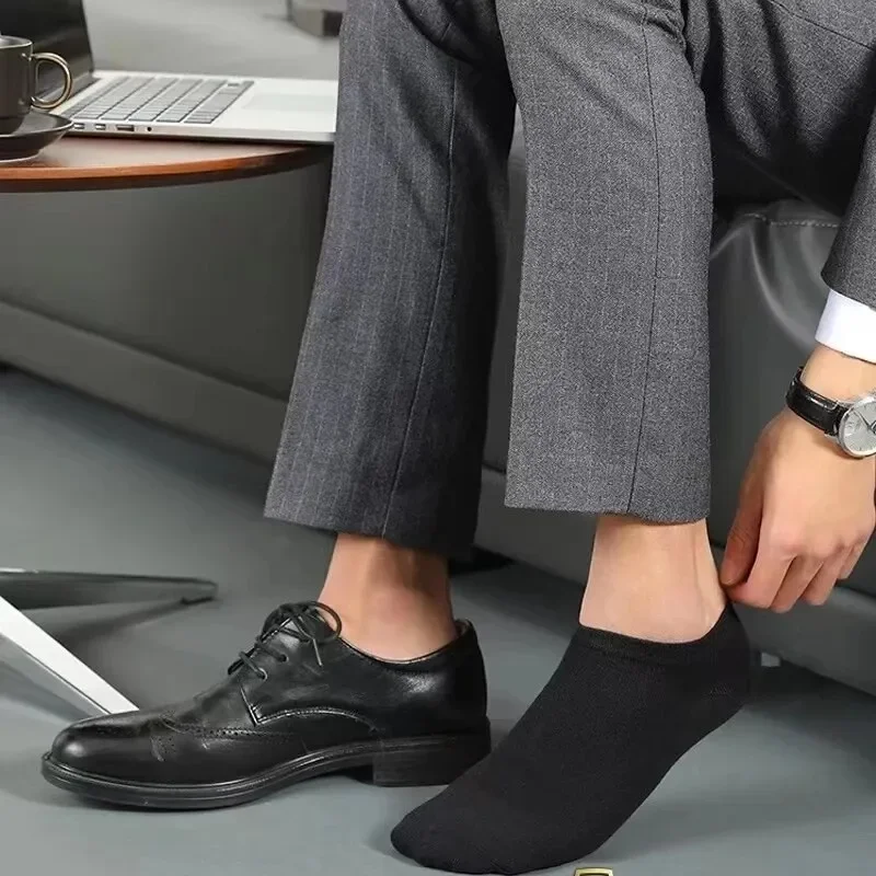 10 чифта мъжки памук лодка чорапи нов стил черен бял сив бизнес мъжки чорапи-меки дишащи летни за мъже