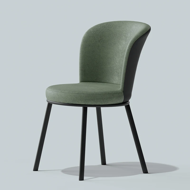 Скандинавските зелени Кухненски кът столове На черни метални крака, Модерни офис стол за почивка, Хол, спалня, мебели за интериора на Fauteuil