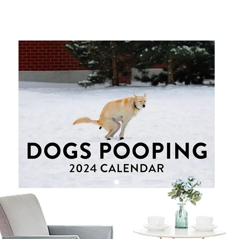 Стенен календар за кучета, Забавен Календар какашек за декора на стените, Календар със снимки на кучета какашек за офиси, училища, Домове, хотел
