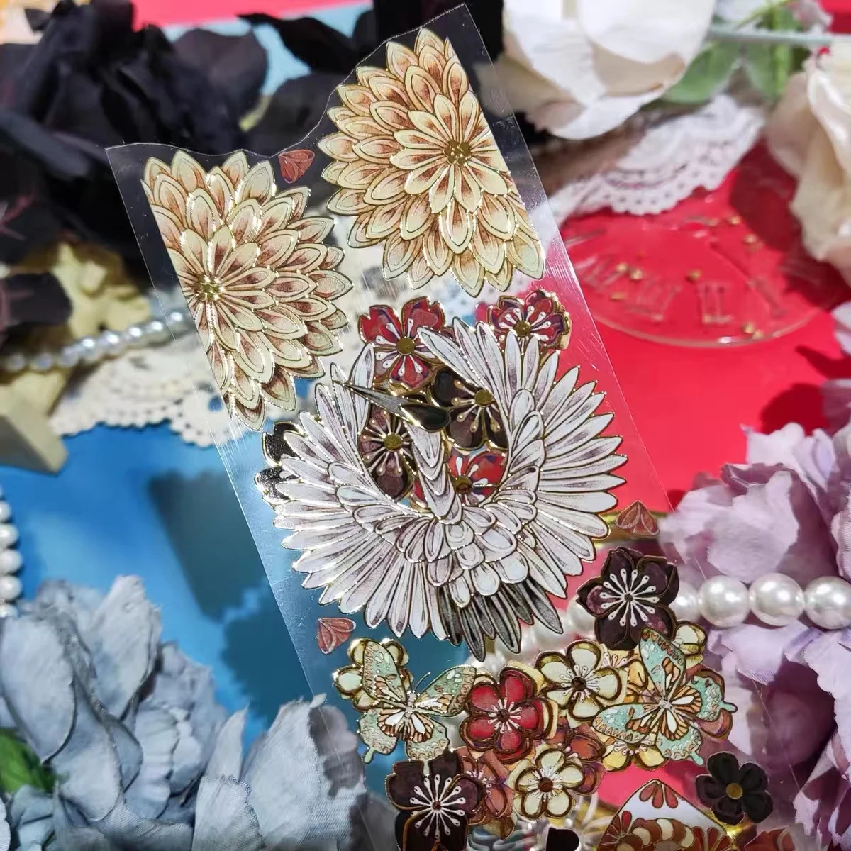 Хиляда цветя възли-Тъмна PET лента Васи за направата на картички-проектанти, Декоративна стикер за плана само за scrapbooking