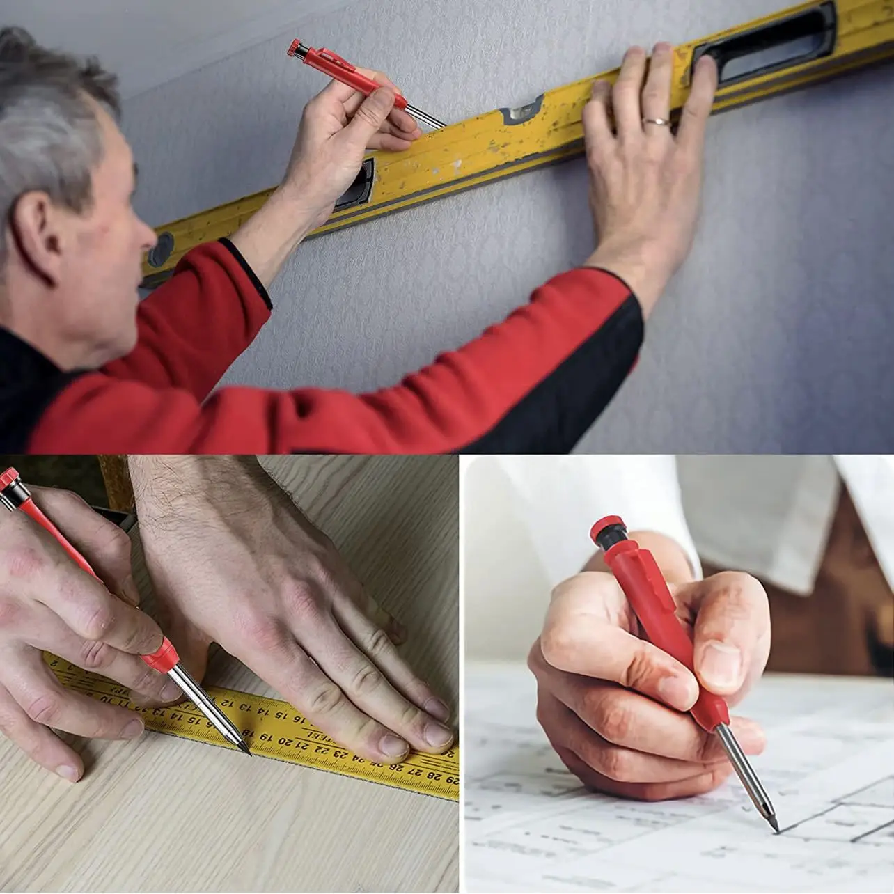 Солиден набор от плотницких моливи Механичен молив за пълнене на дупки Строителен маркер За маркиране на арх дърводелец-чертильщика