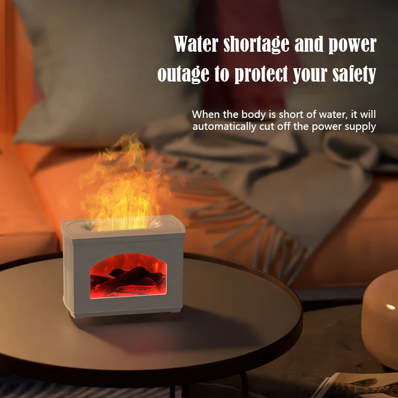 Mi Нов Ароматен конус с пламък на Камината, Овлажнител на въздуха, 270 мл, Ултразвукова USB-имитация, Лампа с етерично масло, Овлажнител за дома