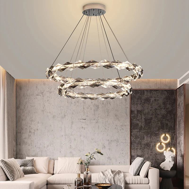 Модерна луксозна кристален led полилей, висящ лампа за масата за хранене, декоративна лампа за дневна, спалня