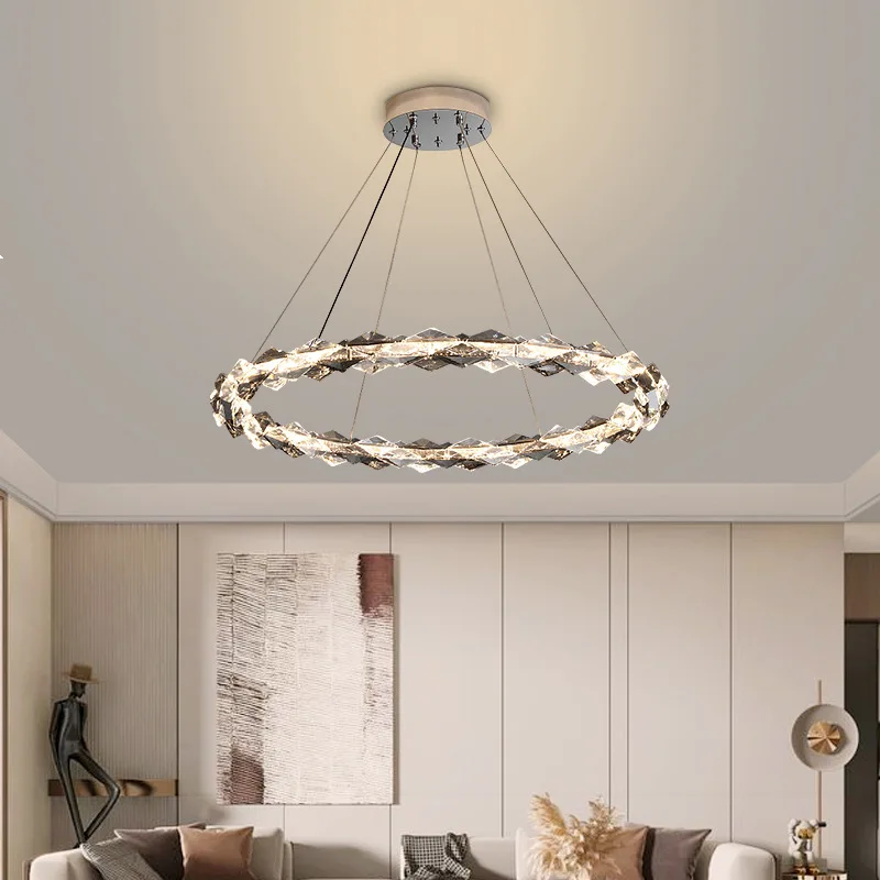 Модерна луксозна кристален led полилей, висящ лампа за масата за хранене, декоративна лампа за дневна, спалня