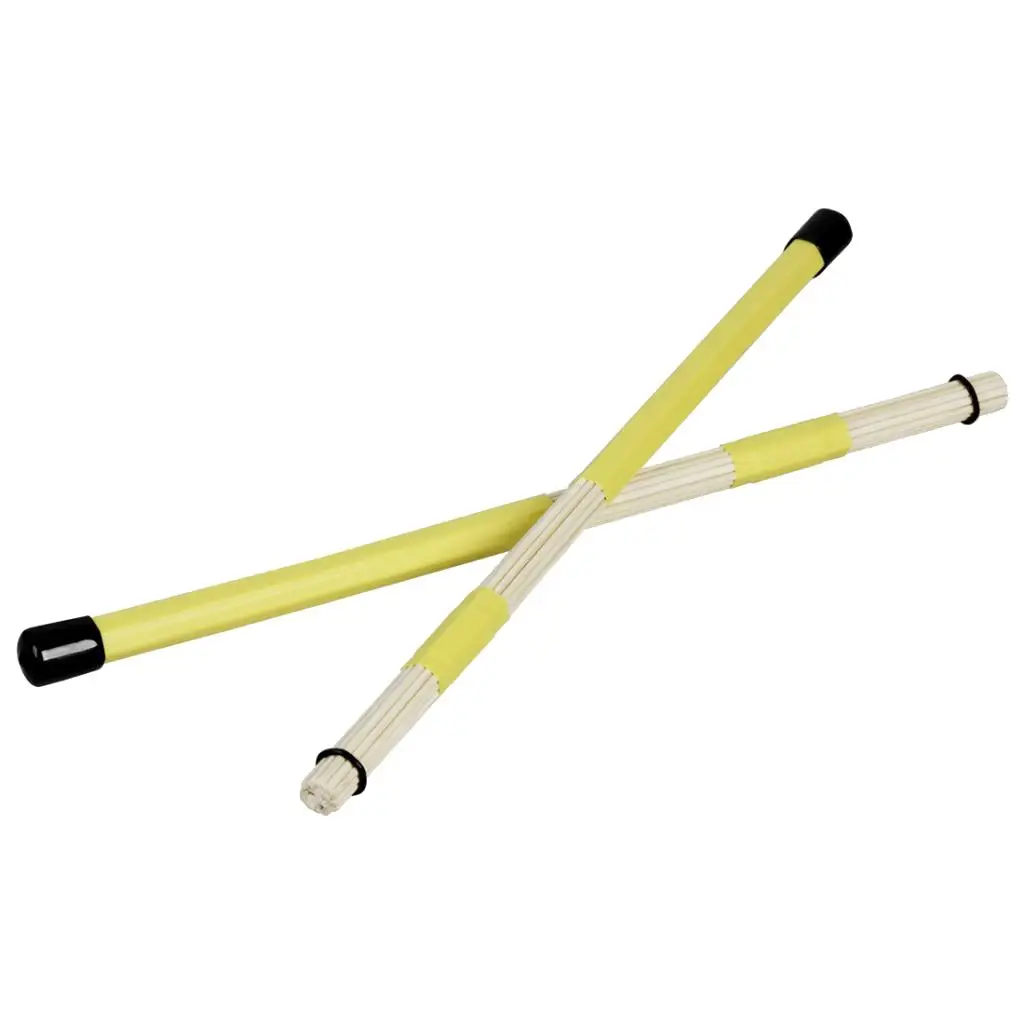 Изискан 2 елемента дървени четки за барабанни пръчки за аксесоари Cajon Jazz Drum Жълт цвят
