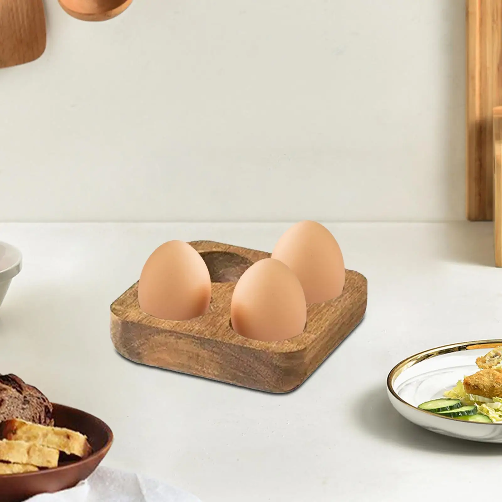 Дървен Държач За Яйца Преносим Тава За Съхранение на Яйца за вашия Десктоп на Хладилника Килер